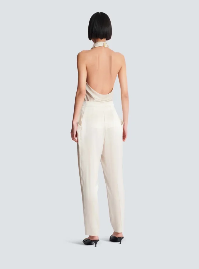 Hoch taillierte Seidenhose Hoch taillierte Seidenhose