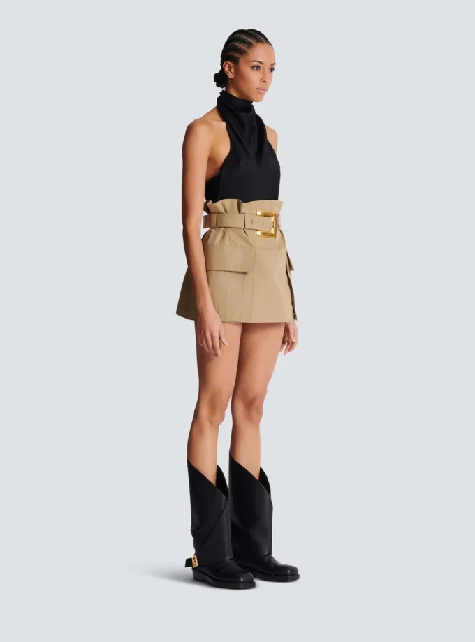 Hoch taillierter Gabardine-Rock Hoch taillierter Gabardine-Rock