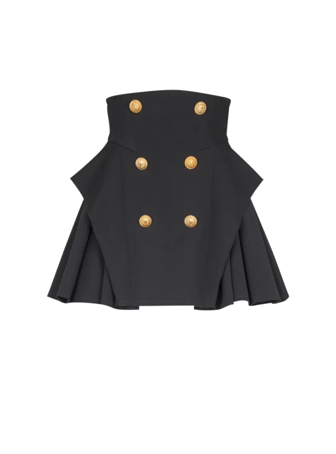Hoch taillierter Rock mit Grain de Poudre-Muster Hoch taillierter Rock mit Grain de Poudre-Muster
