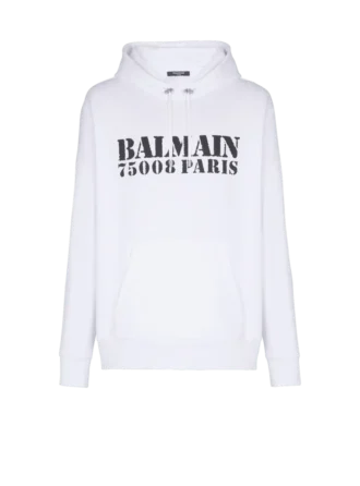 Hoodie mit Balmain-Stempelaufdruck
