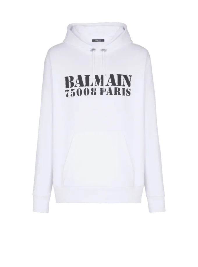 Hoodie mit Balmain-Stempelaufdruck Hoodie mit Balmain-Stempelaufdruck