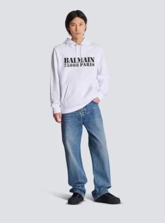 Hoodie mit Balmain-Stempelaufdruck