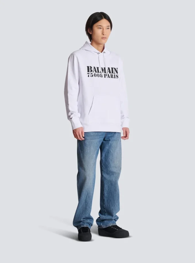 Hoodie mit Balmain-Stempelaufdruck Hoodie mit Balmain-Stempelaufdruck