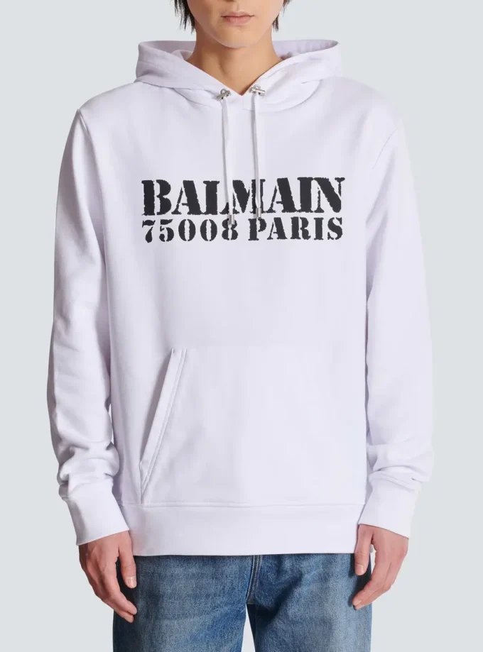 Hoodie mit Balmain-Stempelaufdruck Hoodie mit Balmain-Stempelaufdruck