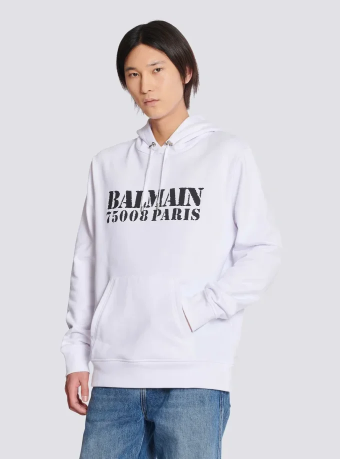 Hoodie mit Balmain-Stempelaufdruck Hoodie mit Balmain-Stempelaufdruck