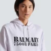 Hoodie mit Balmain-Stempelaufdruck Hoodie mit Balmain-Stempelaufdruck