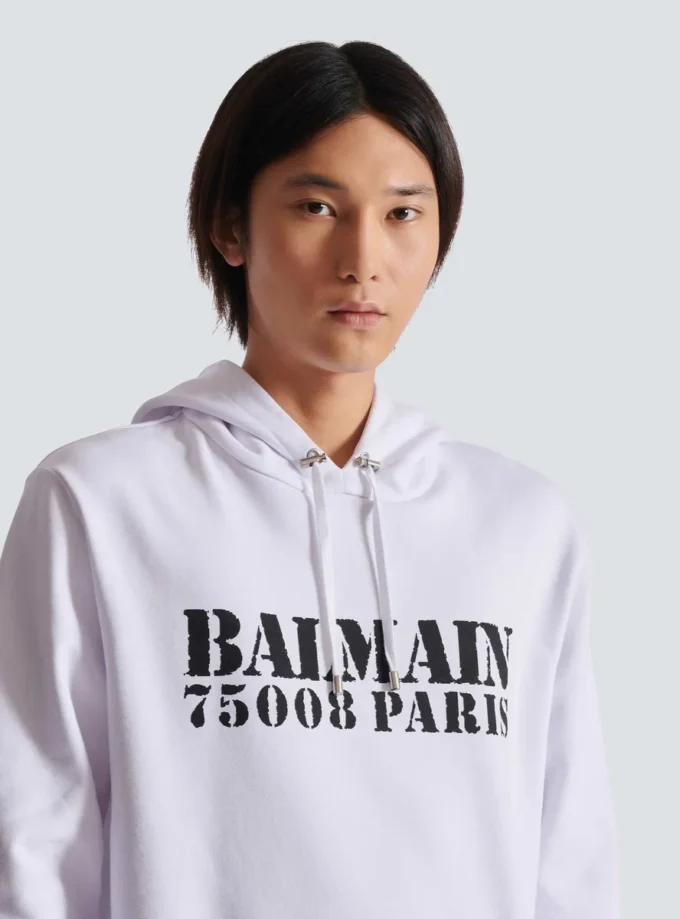 Hoodie mit Balmain-Stempelaufdruck Hoodie mit Balmain-Stempelaufdruck