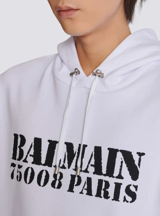 Hoodie mit Balmain-Stempelaufdruck Hoodie mit Balmain-Stempelaufdruck
