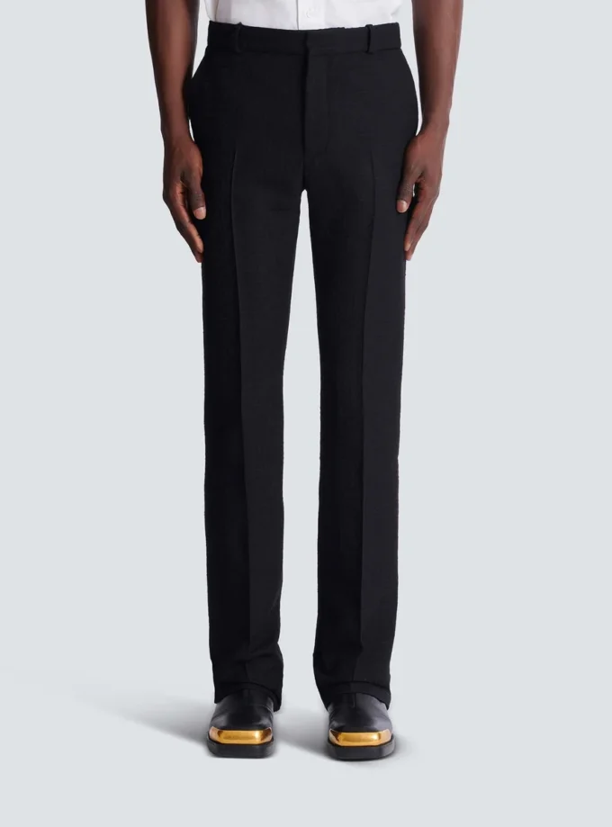 Hose mit Abnähern und Grain-de-Poudre-Muster Hose mit Abnähern und Grain-de-Poudre-Muster