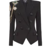 Jacke aus Crêpe mit 6 Knöpfen und gestickten Aufnähern Jacke aus Crêpe mit 6 Knöpfen und gestickten Aufnähern