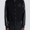 Jacke aus Varsity-Tweed und Kunstleder Jacke aus Varsity-Tweed und Kunstleder