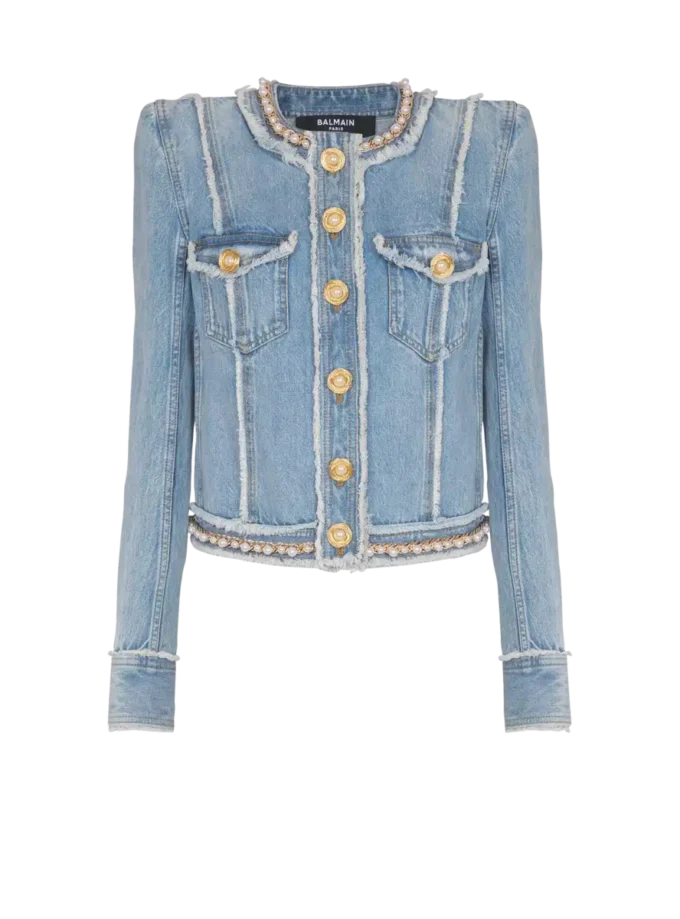 Jeansjacke mit Perlenbesatz Jeansjacke mit Perlenbesatz