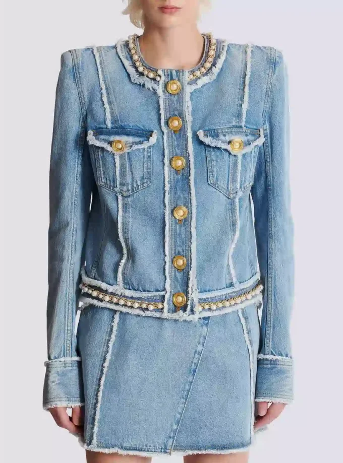 Jeansjacke mit Perlenbesatz Jeansjacke mit Perlenbesatz