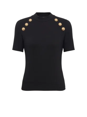 Jersey-T-Shirt mit 6 Knöpfen