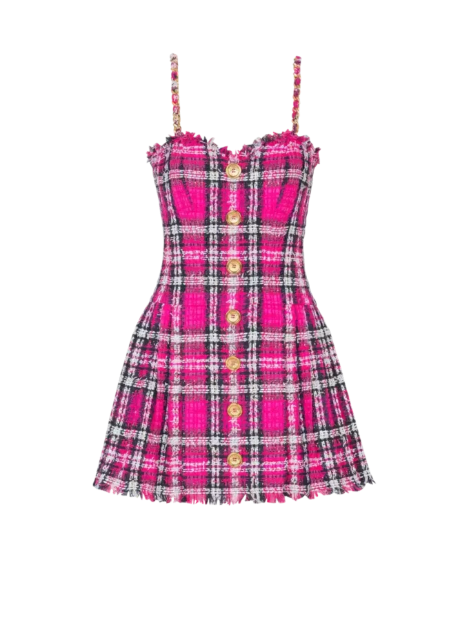 Kariertes Kleid mit Kettenträgern