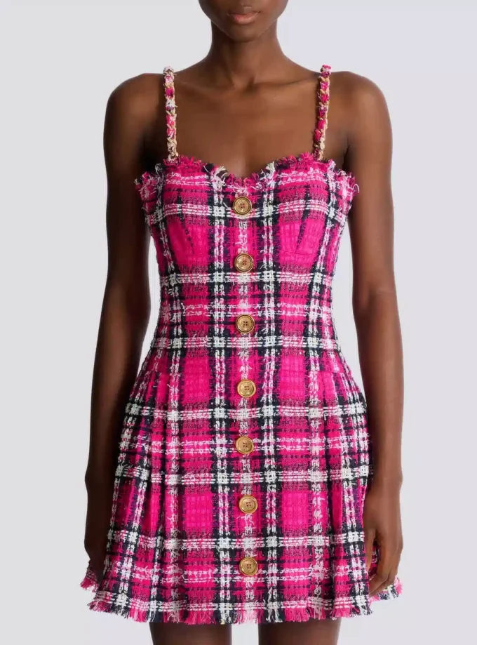 Kariertes Kleid mit Kettenträgern