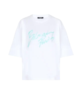 Kastiges T-Shirt mit Balmain Paris Brush-Print