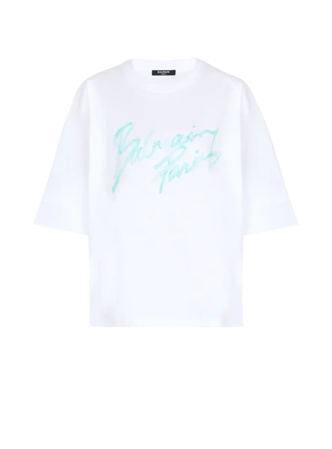 Kastiges T-Shirt mit Balmain Paris Brush-Print Kastiges T-Shirt mit Balmain Paris Brush-Print