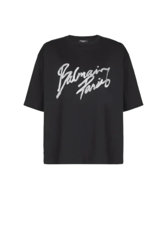 Kastiges T-Shirt mit Balmain Paris Brush-Print