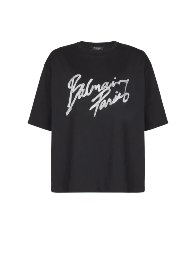 Kastiges T-Shirt mit Balmain Paris Brush-Print Kastiges T-Shirt mit Balmain Paris Brush-Print