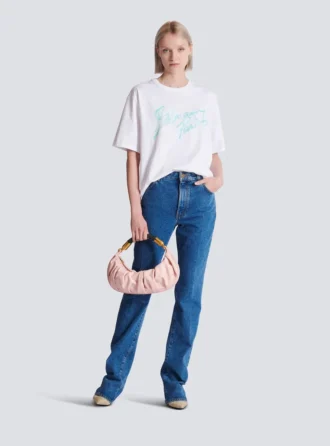 Kastiges T-Shirt mit Balmain Paris Brush-Print