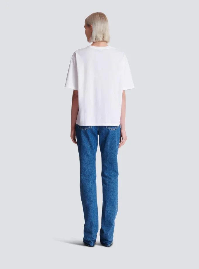 Kastiges T-Shirt mit Balmain Paris Brush-Print Kastiges T-Shirt mit Balmain Paris Brush-Print