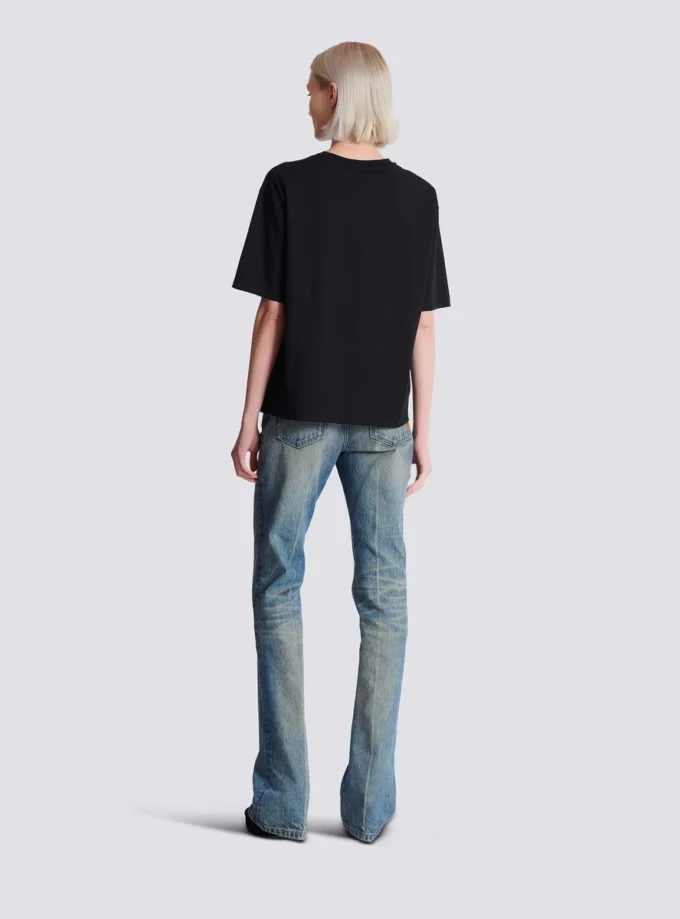 Kastiges T-Shirt mit Balmain Paris Brush-Print Kastiges T-Shirt mit Balmain Paris Brush-Print