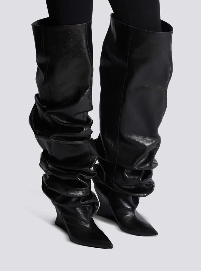 Keilabsatz-Overknee-Stiefel