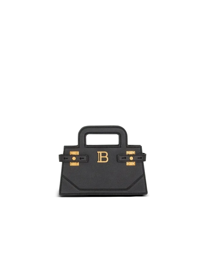 Kleine B-Buzz-Handtasche mit Griff aus genarbtem Leder Kleine B-Buzz-Handtasche mit Griff aus genarbtem Leder