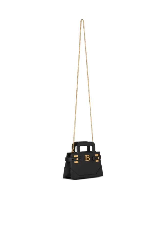 Kleine B-Buzz-Handtasche mit Griff aus genarbtem Leder Kleine B-Buzz-Handtasche mit Griff aus genarbtem Leder