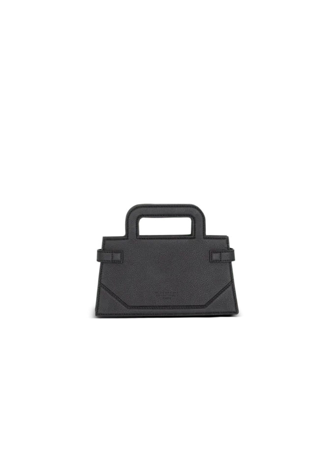 Kleine B-Buzz-Handtasche mit Griff aus genarbtem Leder Kleine B-Buzz-Handtasche mit Griff aus genarbtem Leder