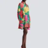 Krepp-Hemdkleid mit Rosenprint Krepp-Hemdkleid mit Rosenprint