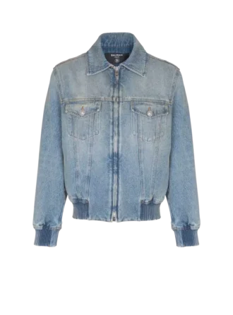 Kurze, gefütterte Jeansjacke
