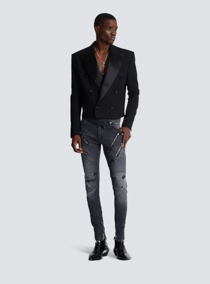 Kurze Jacke aus doppeltem Krepp