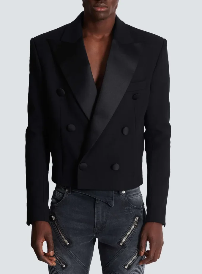 Kurze Jacke aus doppeltem Krepp