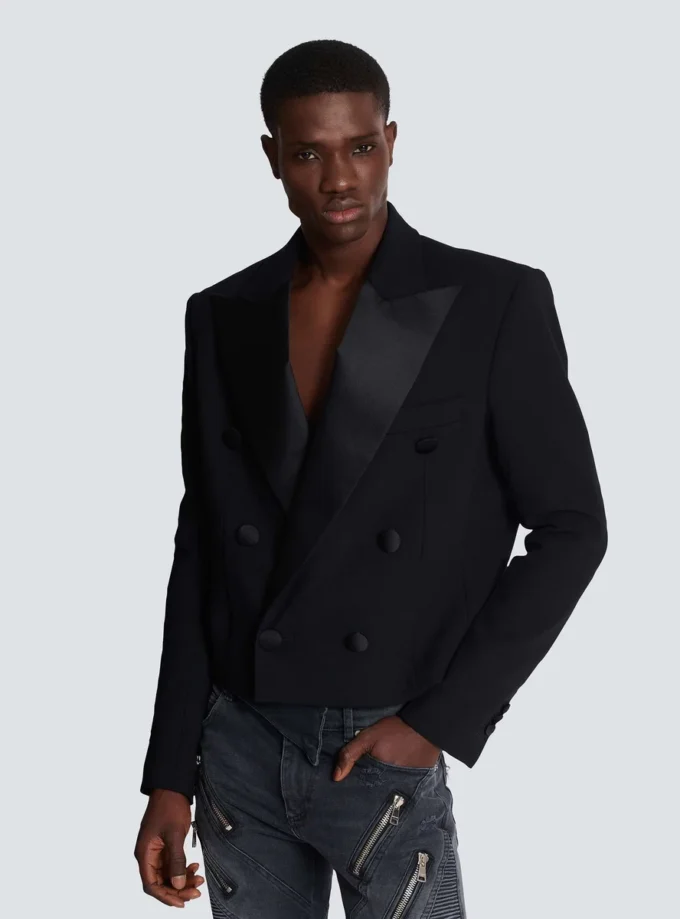 Kurze Jacke aus doppeltem Krepp
