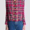 Kurze Jacke aus glitzerndem Tweed mit Karomuster Kurze Jacke aus glitzerndem Tweed mit Karomuster