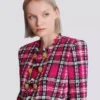 Kurze Jacke aus glitzerndem Tweed mit Karomuster Kurze Jacke aus glitzerndem Tweed mit Karomuster