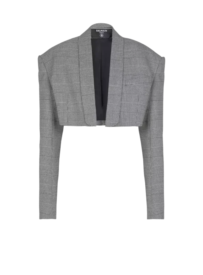 Kurze Jacke aus Prince-of-Wales-Jacquard Kurze Jacke aus Prince-of-Wales-Jacquard