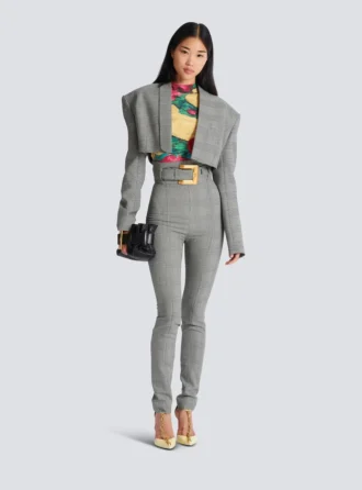 Kurze Jacke aus Prince-of-Wales-Jacquard