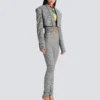 Kurze Jacke aus Prince-of-Wales-Jacquard Kurze Jacke aus Prince-of-Wales-Jacquard