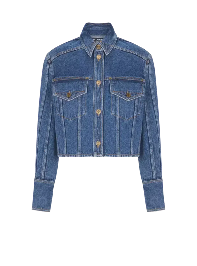 Kurze Jeansjacke in verblasstem Denim Kurze Jeansjacke in verblasstem Denim