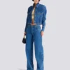 Kurze Jeansjacke in verblasstem Denim Kurze Jeansjacke in verblasstem Denim