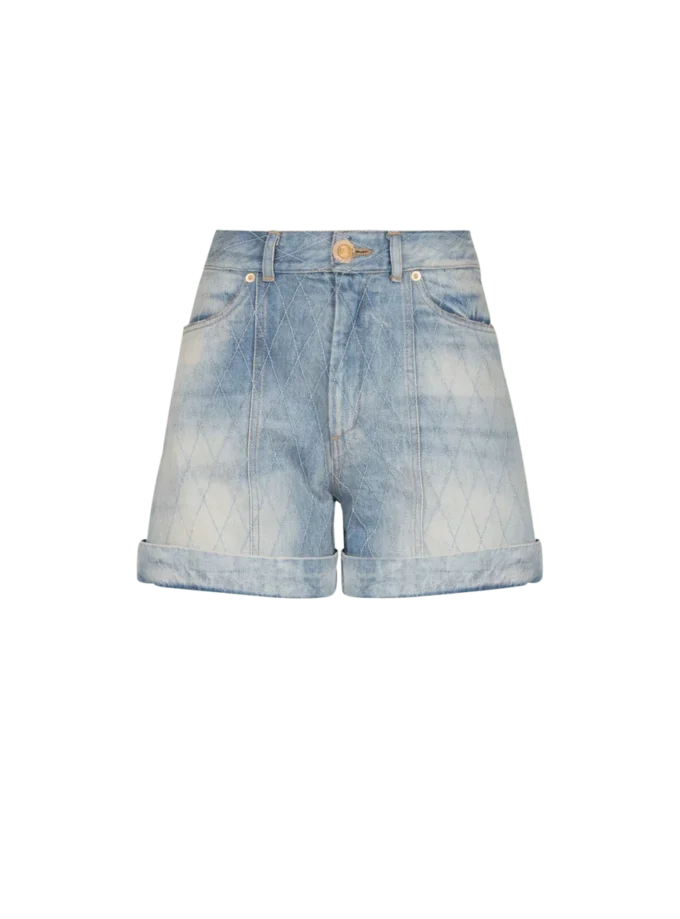 Kurze Jeansshorts mit Rautenmuster Kurze Jeansshorts mit Rautenmuster