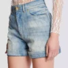 Kurze Jeansshorts mit Rautenmuster Kurze Jeansshorts mit Rautenmuster