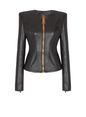 Kurze Peplum-Jacke aus Lammleder Kurze Peplum-Jacke aus Lammleder