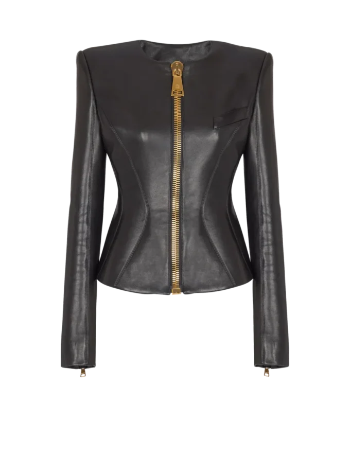 Kurze Peplum-Jacke aus Lammleder