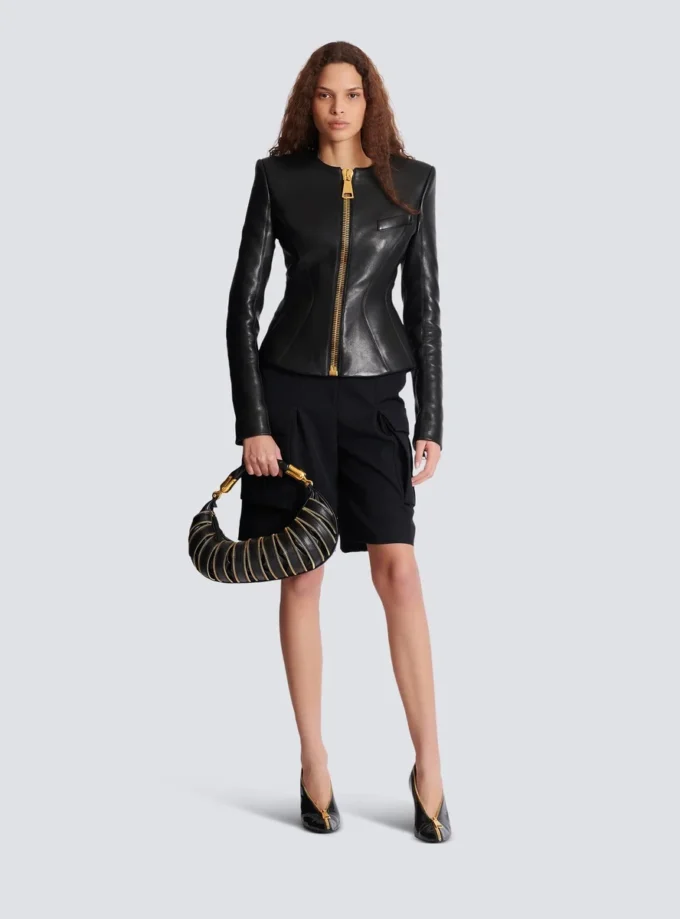 Kurze Peplum-Jacke aus Lammleder