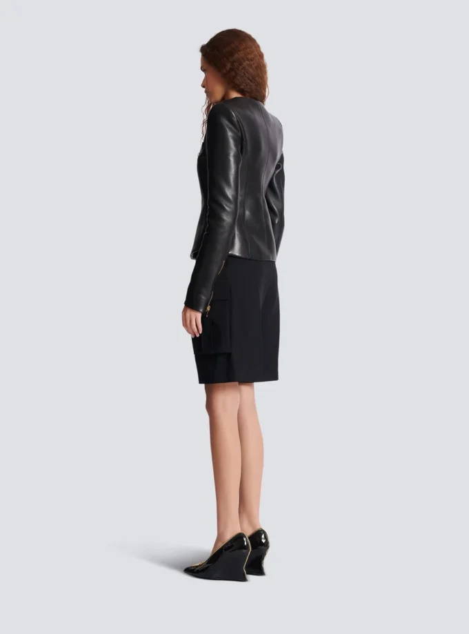 Kurze Peplum-Jacke aus Lammleder