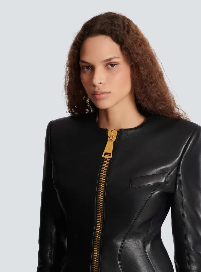 Kurze Peplum-Jacke aus Lammleder